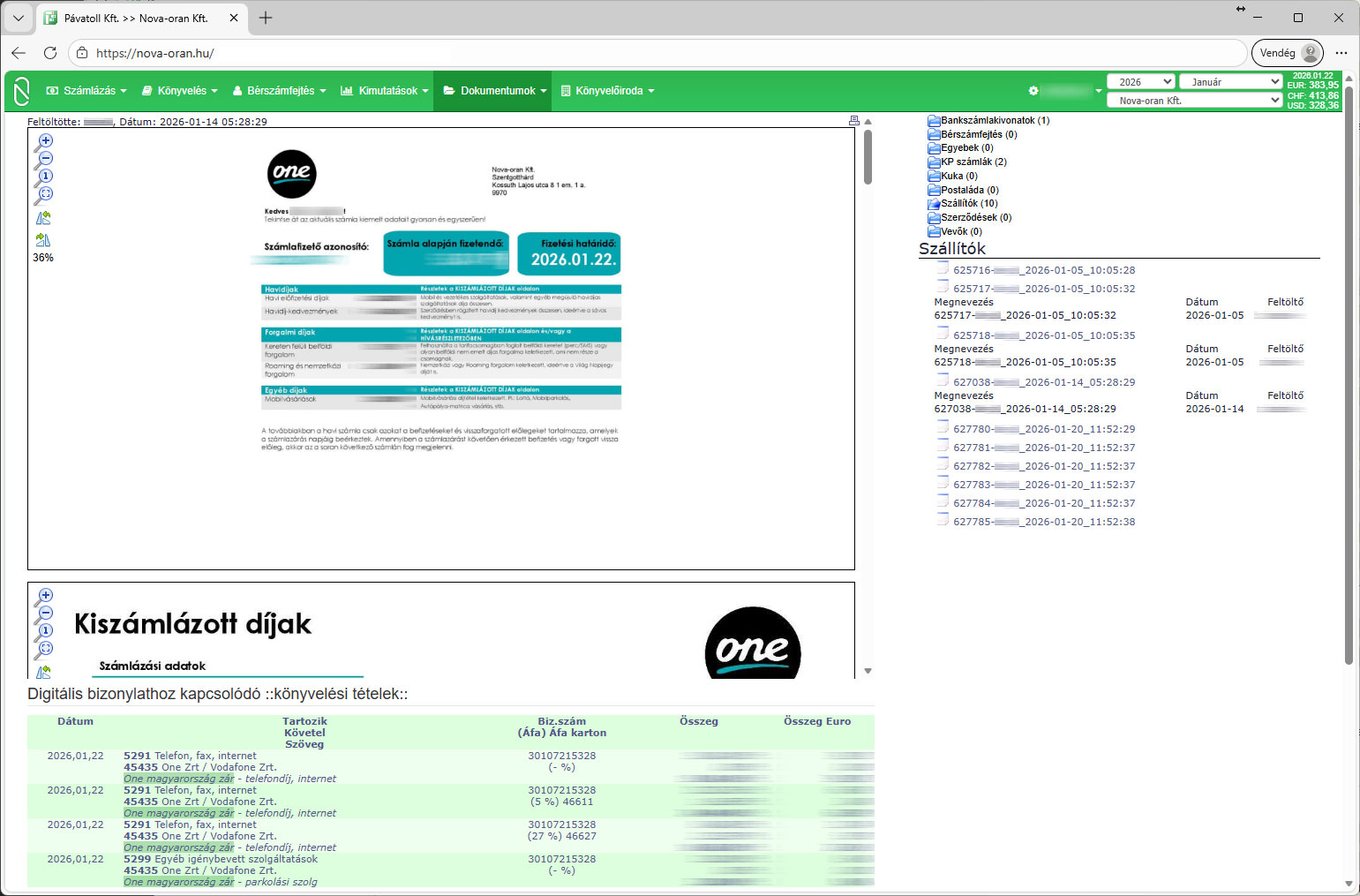 Könyvelt dokumentum